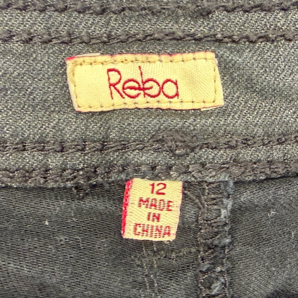 Reba Black Coated Embroidered Rhinestone Bootcut Jeans Womens Size 12 - Picture 7 of 9